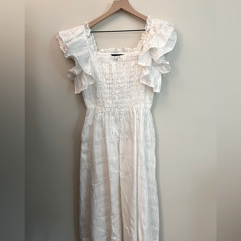 Banana Republic white ruffle sleeve sundress
